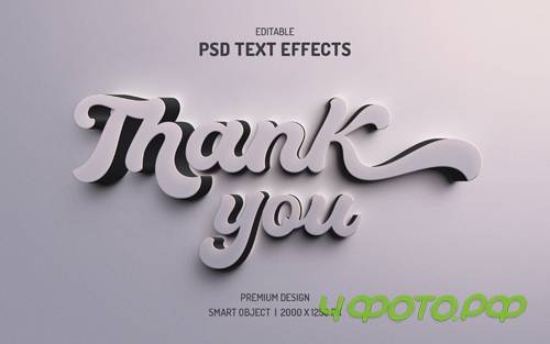Editable 3d thank you text effect psd
