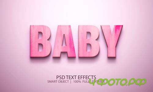 Cute baby pink psd editable text effect psd