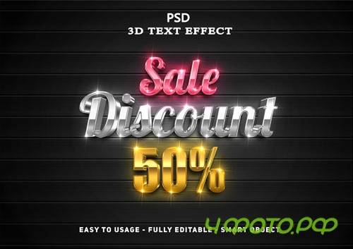 3d sale discount text style effect psd