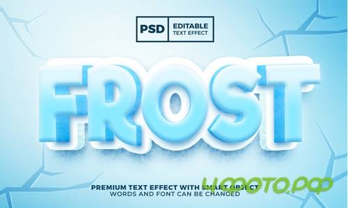 Frost ice 3d editable text effect premium psd