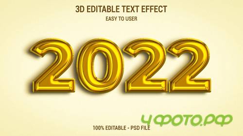 3d 2022 text effect template with gold color luxury premium psd