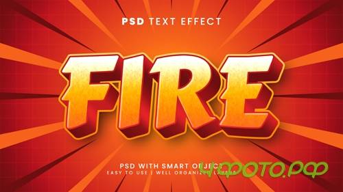 Fire 3d editable text effect with flame and hot font style psd