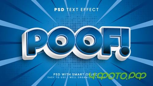 Poof editable text effect with comic and cartoon text style psd