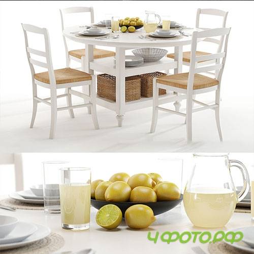 3D model of dining table for kitchen 03