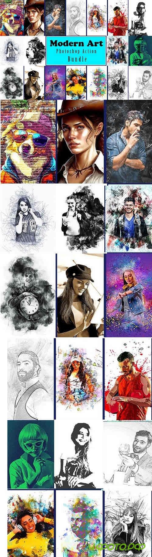 Modern Art Photoshop Action Bundle - 20 Premium Graphics