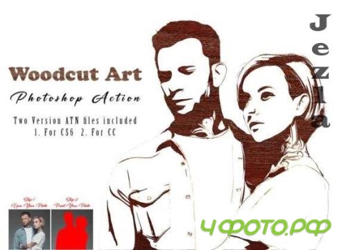 Woodcut Art Photoshop Action - 12699623