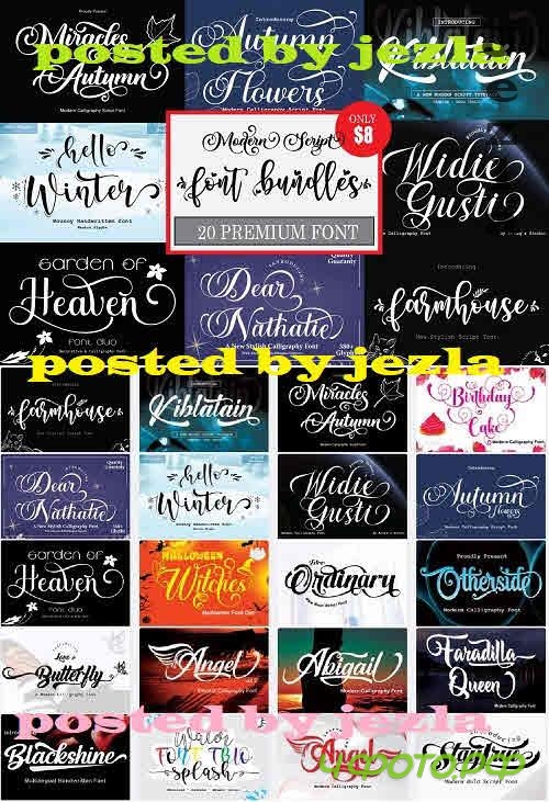 Modern Script Font Bundles -20 Premium Fonts