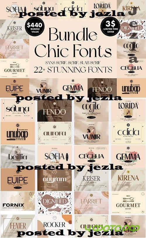 Luxury, Chic and Elegant Font Bundle - 22 Premium Fonts
