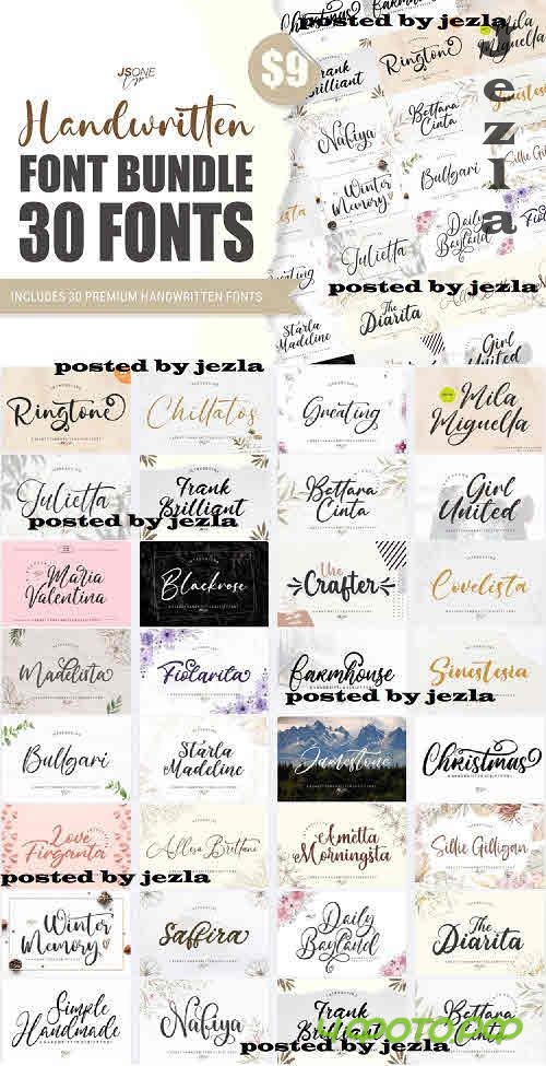 Handwritten Font Bundle - 30 Premium Fonts