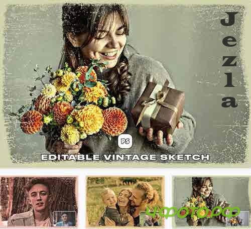 Editable Vintage Sketch - 8T6482T Editable Vintage Sketch - 8T6482T
