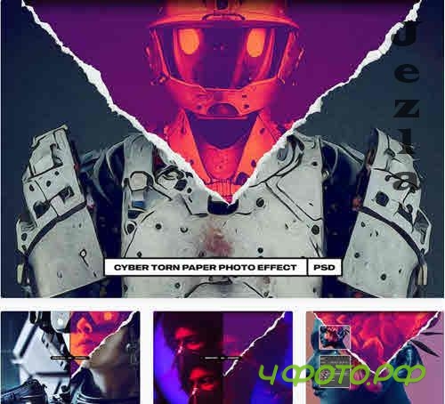 Cyber Torn Paper Photo Effect - HNC9VGY