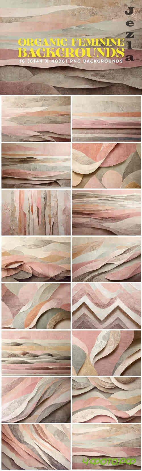 16 Organic Feminine Backgrounds 6K - 13432339