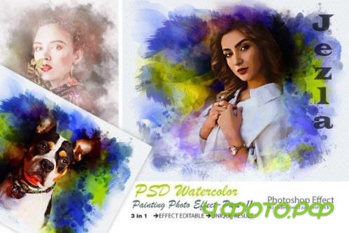 PSD Watercolor Painting Photo Effect - 10969218