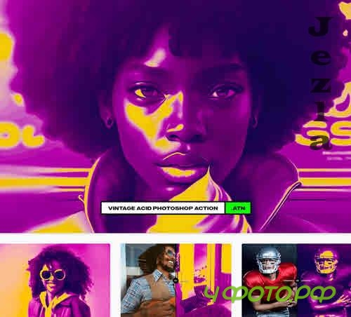 Vintage Acid Photoshop Action - 8JGJYUX