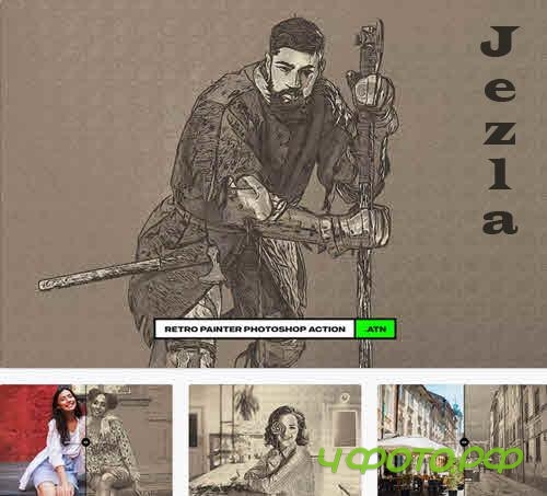 Retro Painter Photoshop Action - JZPWCJF