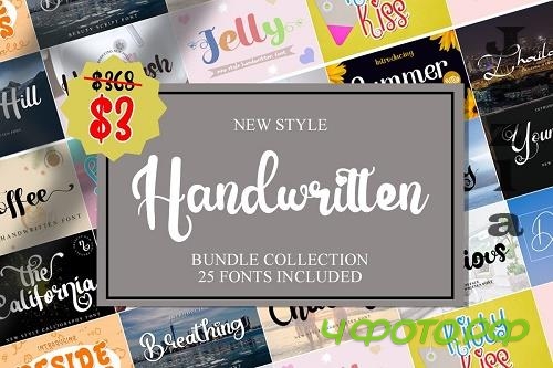 New Style Handwritten Font Bundle - 25 Premium Fonts