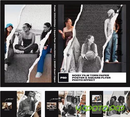 Noisy Film Torn Paper Photo Effect - FZ5PKPJ
