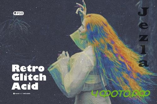Retro Glitch Acid Photo Effect - 45KWRU8