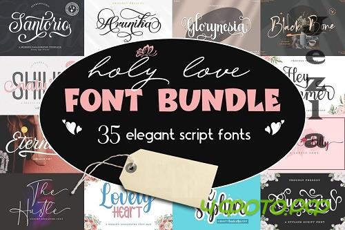 Holy Love Font Bundle - 35 Premium Fonts