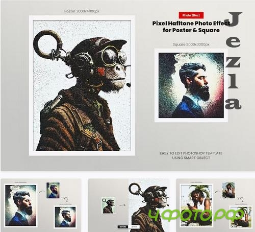 Pixel Halftone Photo Effect - STVQ8PR