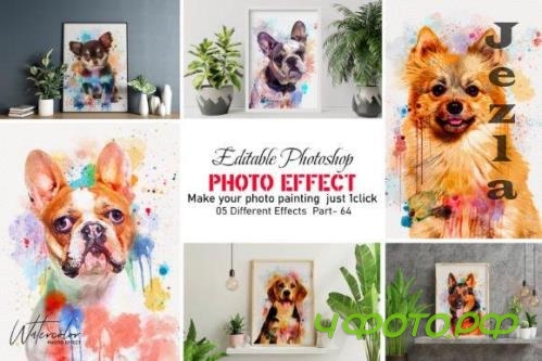 Watercolor Dog Painting Photo Effect Part: 64