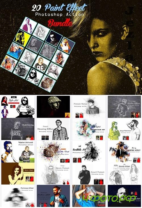 Paint Effect Photoshop Action Bundle - 20 Premium Graphics