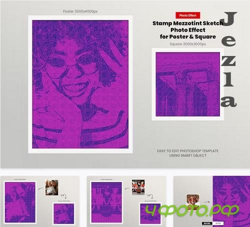 Stamp Mezzotint Sketch Photo Effect - JW68S3G