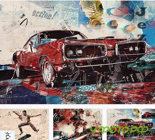 Newspaper Collage Art Effect - DR3G89R
