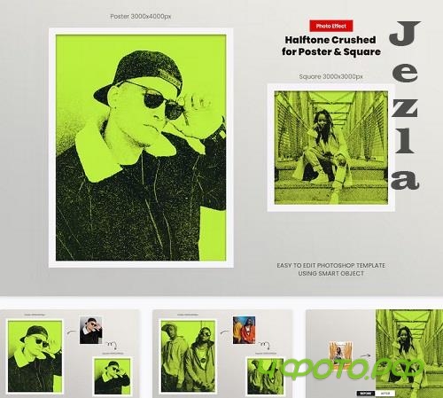 Halftone Crushed Square And Poster Effect - MN44GCS