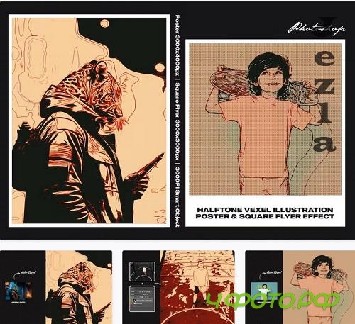 Halftone Vexel Illustration Square And Poster - 7YUHLQK