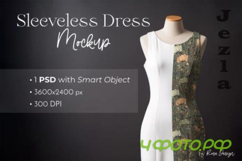 Elegant Midi Sleeveless Dress on Female Mannequin Mockup PSD  - 2621593