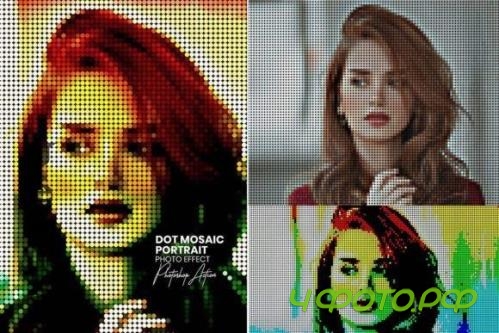 Dot Mosaic Portrait Photoshop Action - 13482843