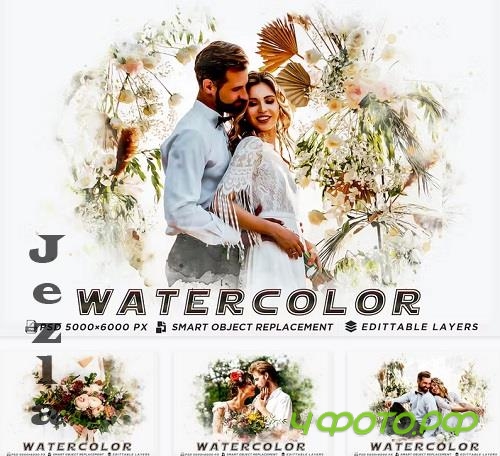 Watercolor Wedding Photo Effects PSD - 7WYUA6Y