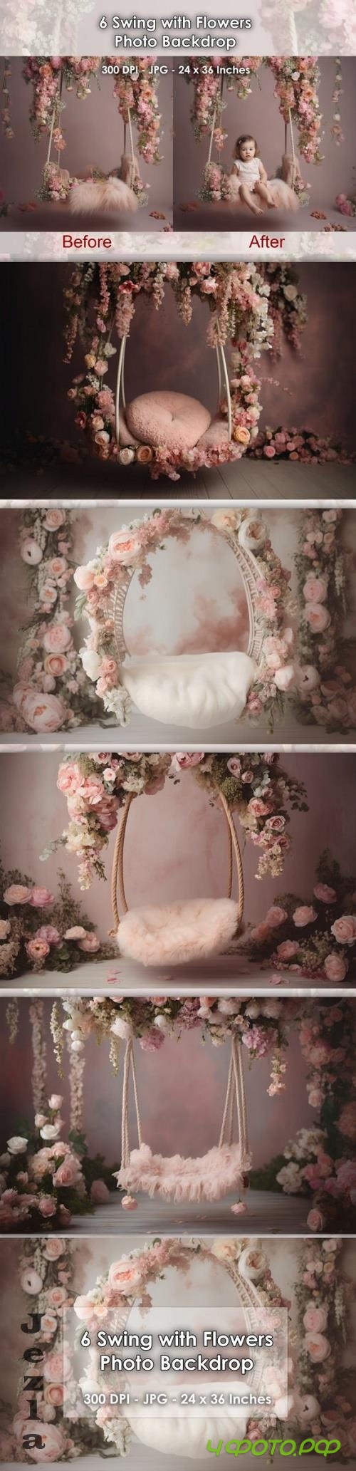 6 Swing with Flowers Photo Backdrop JPG 6 Swing with Flowers Photo Backdrop JPG