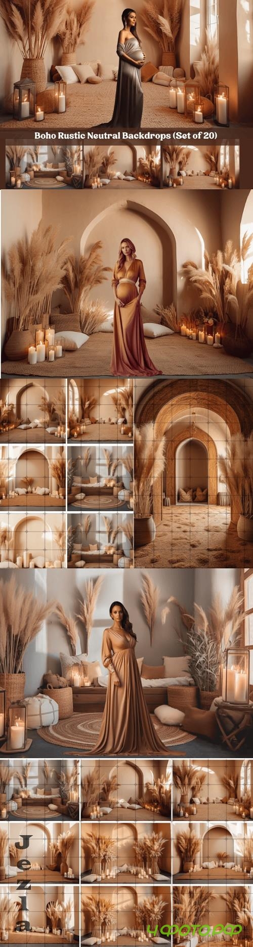 Boho Room Digital Photo Backdrop