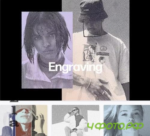 Engraving Halftone Poster Effect - 12697554