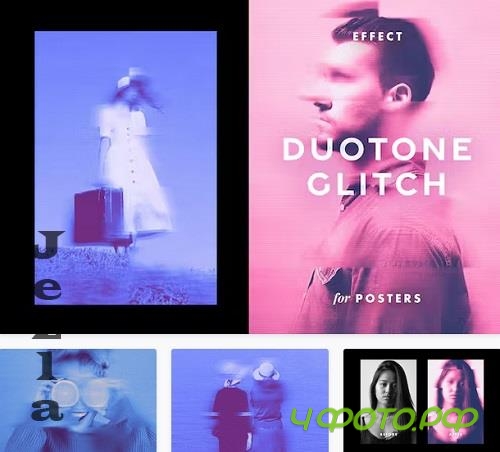 Duotone Glitch Poster Effect - 25433250