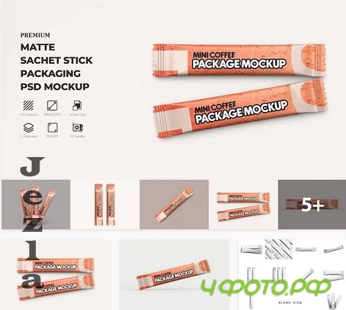 Mini Sachet Packaging Mockup - 42203267 (Matte Coffee Stick Sachet Mockup - XT8B7PT)