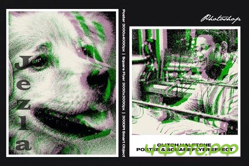 Glitch Halftone Square And Poster Effect - MAMDCST