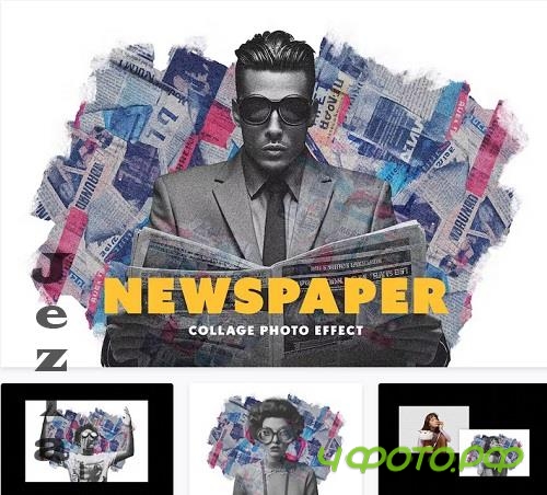 Retro Newspaper Collage Photo Effect - 42301146