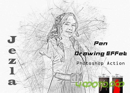 Pen Drawing Effect Photoshop Action - 42293402