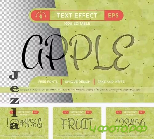 Embossed Apple Editable Text Effect - 91582063
