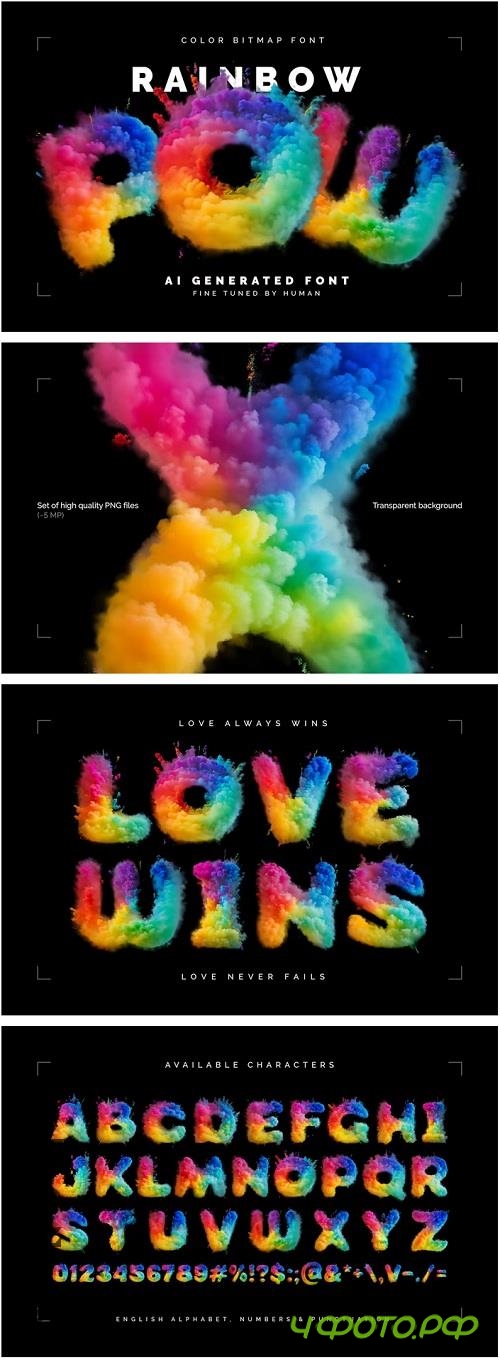 Rainbow Pow - Color Bitmap Font - 91615331