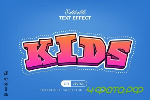Kids Text Effect Dot Border Style - 91652984