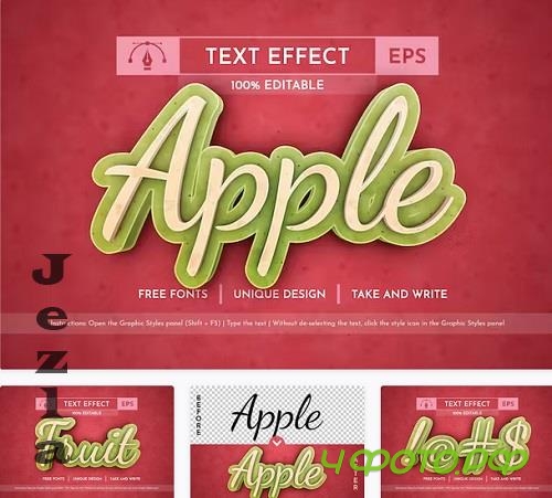 3D Apple - Editable Text Effect - 91618149 3D Apple - Editable Text Effect - 91618149