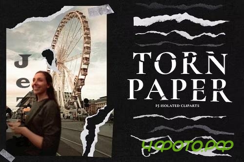 25 Isolated Torn Paper Cliparts With Ripped Edges - ZSVZ4MF