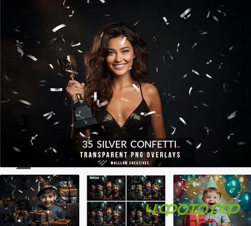 Silver confetti PNG overlays, New year overlays - 3L5MEQH Silver confetti PNG overlays, New year overlays - 3L5MEQH