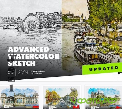 Advanced Watercolor Sketch Photoshop Action - RLTK7SY
