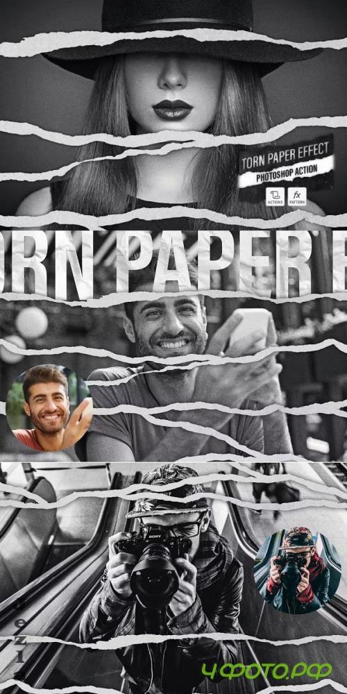 Torn Paper Effect Photoshop Action - W9L9KYJ