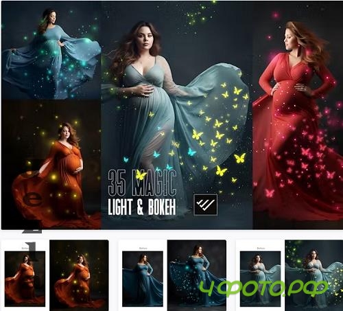 35 Magical light and Bokeh maternity overlays PNG - 6LDQF67